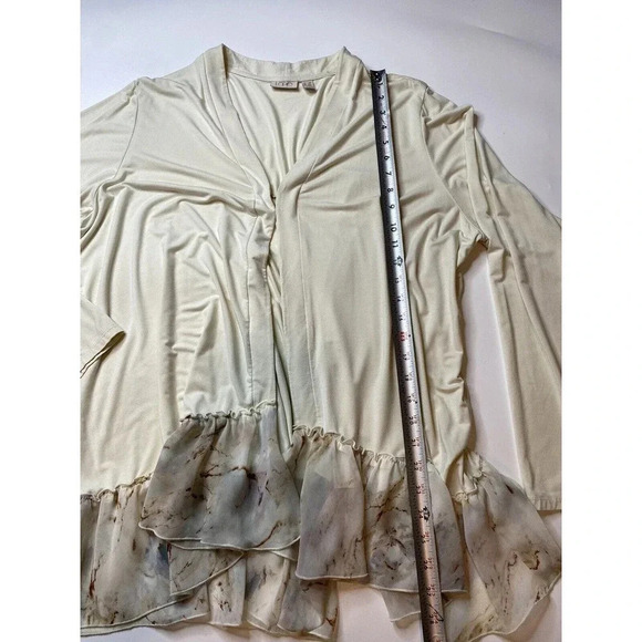 LOGO by Lori Goldstein Rayon 230 Cardigan with Printed Trim Women’s 2X - Picture 5 of 9